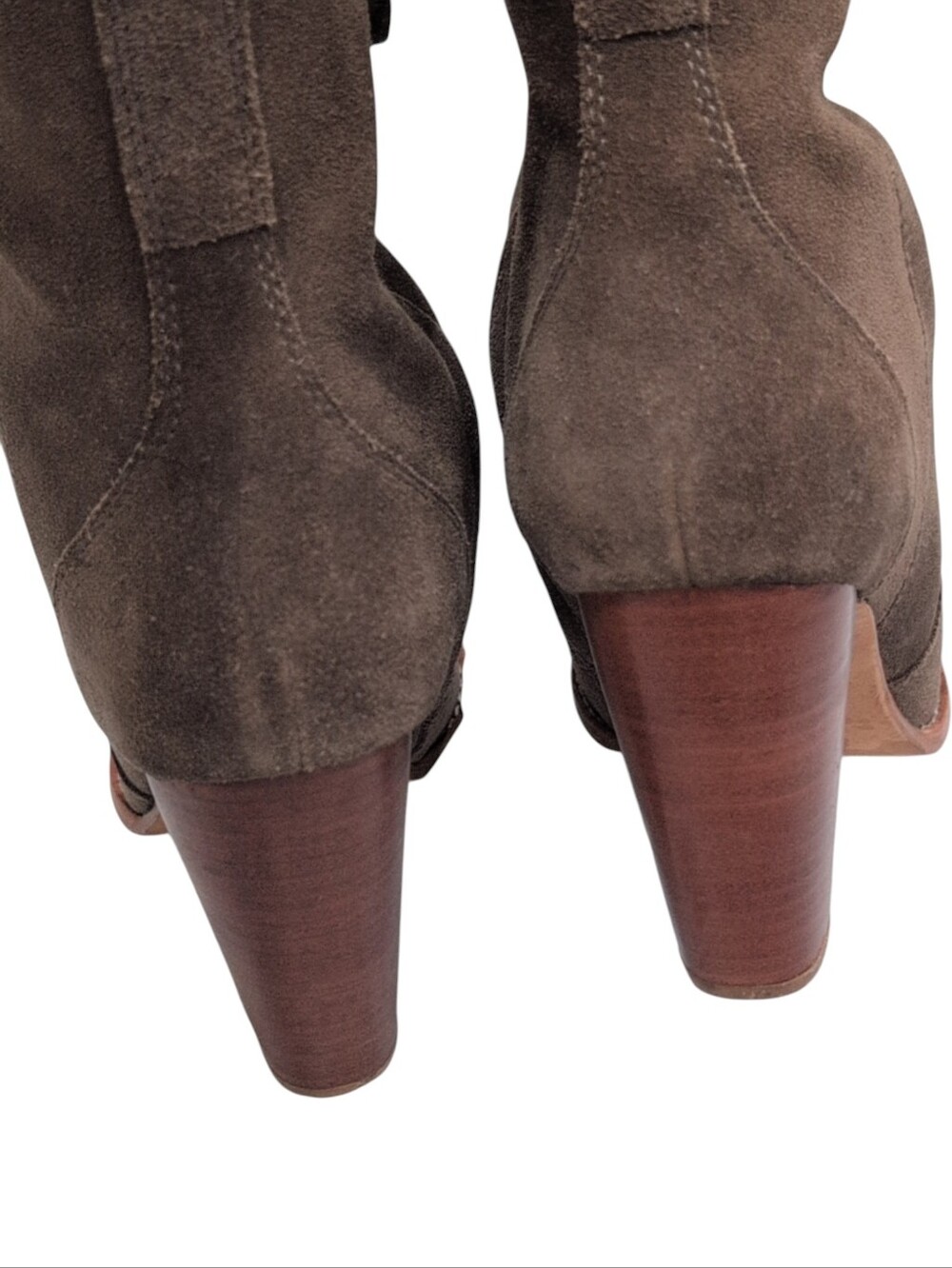 JOIE Womens Gray Pull Tab Dagny Round Toe Block Heel Leather Heeled Boots 37 - Picture 7 of 11